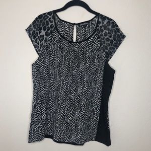 Express Animal Print Blocked Print Blouse